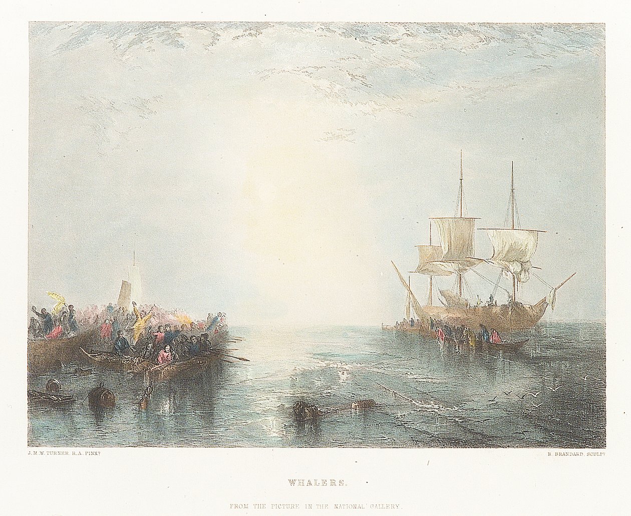 Hvalfangere. Fra billedet i National Gallery af Joseph Mallord William (after) Turner