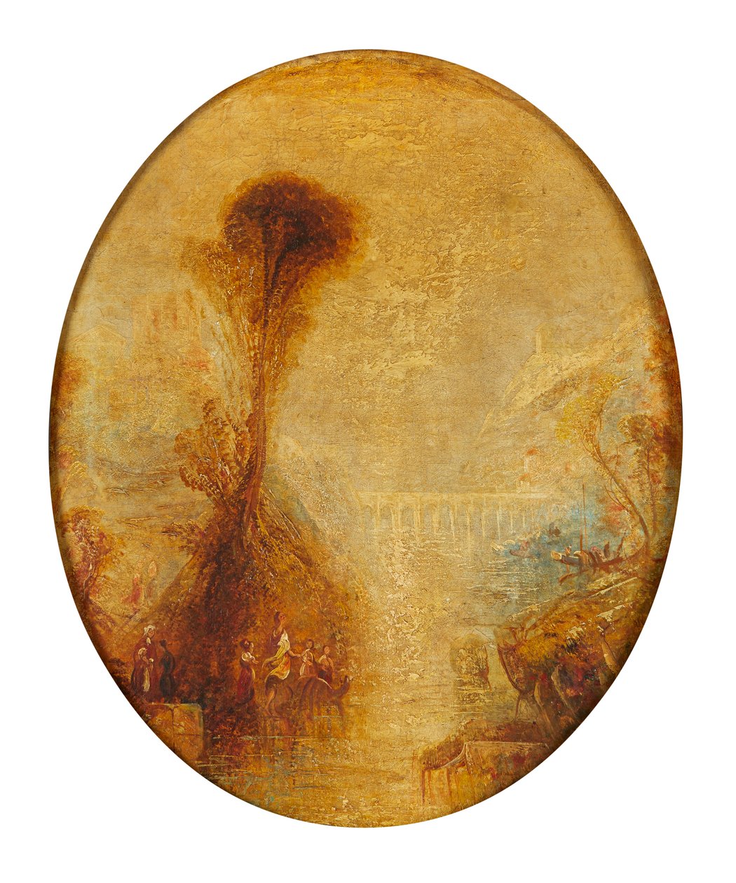 Klassisk landskab med viadukt (olie på lærred) af Joseph Mallord William (follower of) Turner