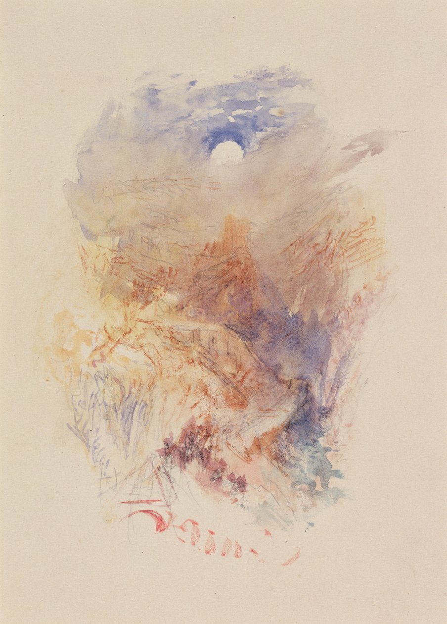 A Mountain Pass in Moonlight, ca. 1845 (akvarel på papir) af Joseph Mallord William Turner