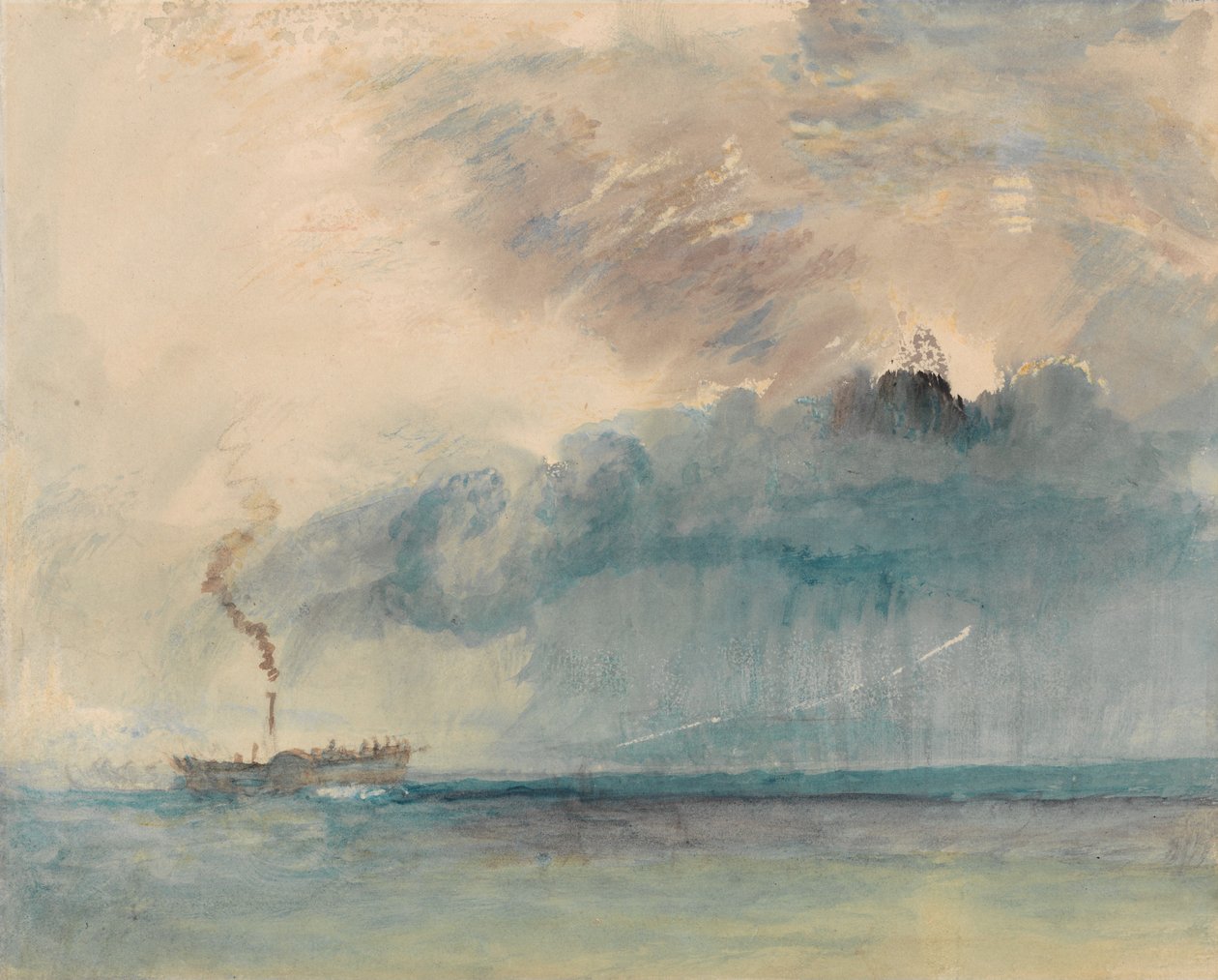 En hjuldamper i storm på Vierwaldstättersøen af Joseph Mallord William Turner