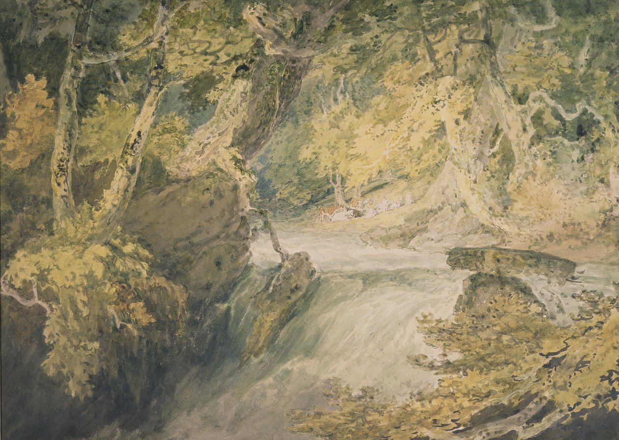A River in Spate, n. 1796 (akvarelli paperille) af Joseph Mallord William Turner