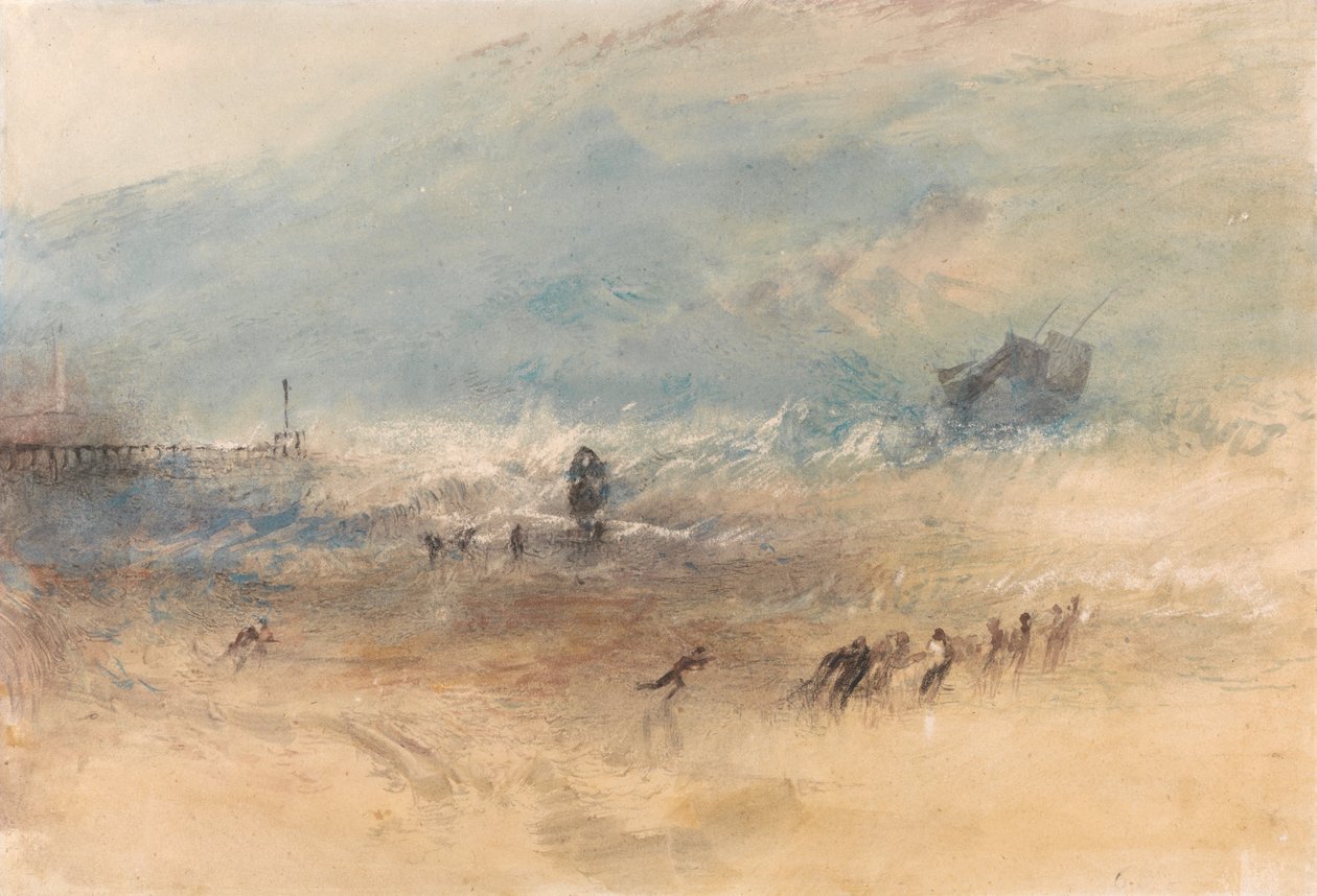 Et skib, der nærmer sig Margate Havn i oprørt sø af Joseph Mallord William Turner