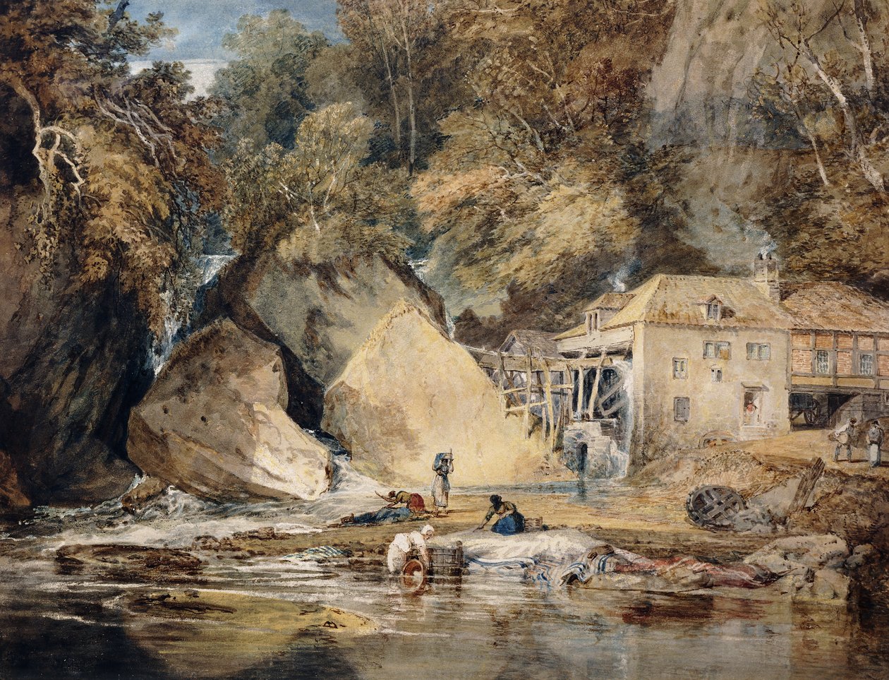 Aberdulais Mill, Glamorganshire, Wales, 1796-97 af Joseph Mallord William Turner