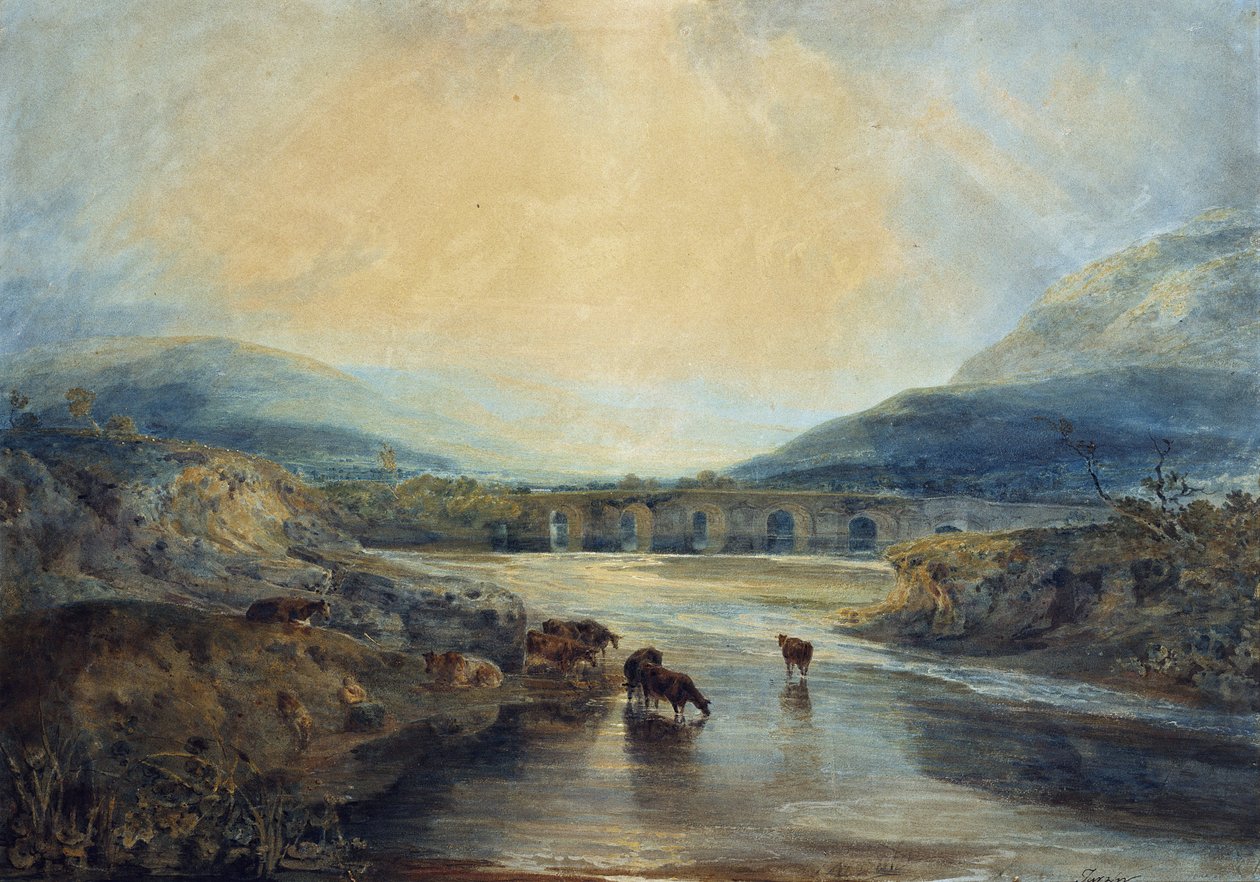 Abergavenny Bridge, Monmouthshire: Rydder op efter en regnfuld dag af Joseph Mallord William Turner