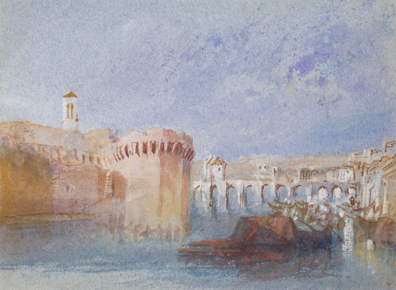 Angers: Doutre-murene med tårnet ved La Trinité-kirken af Joseph Mallord William Turner