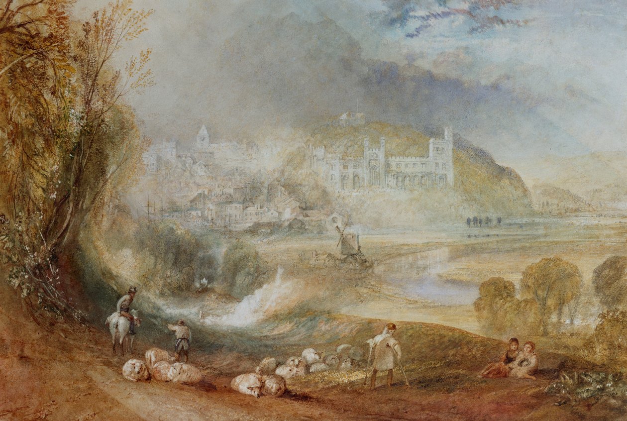 Arundel Slot og By, ca. 1824 af Joseph Mallord William Turner
