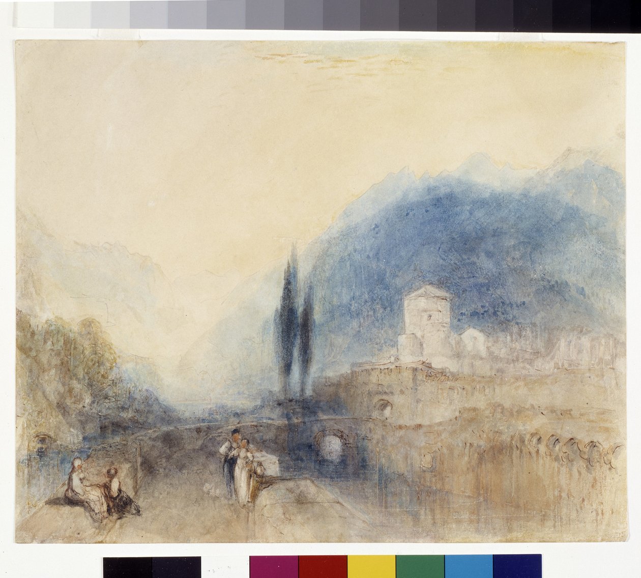 Bellinzona (akvarel med kuglepen og rødt blæk på hvidt papir) af Joseph Mallord William Turner