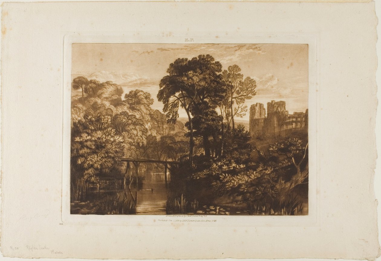 Berry Pomeroy Castle, tallerken 58 fra Liber Studiorum af Joseph Mallord William Turner