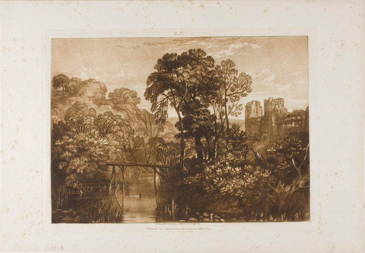 Berry Pomeroy Castle, tallerken 58 fra Liber Studiorum af Joseph Mallord William Turner