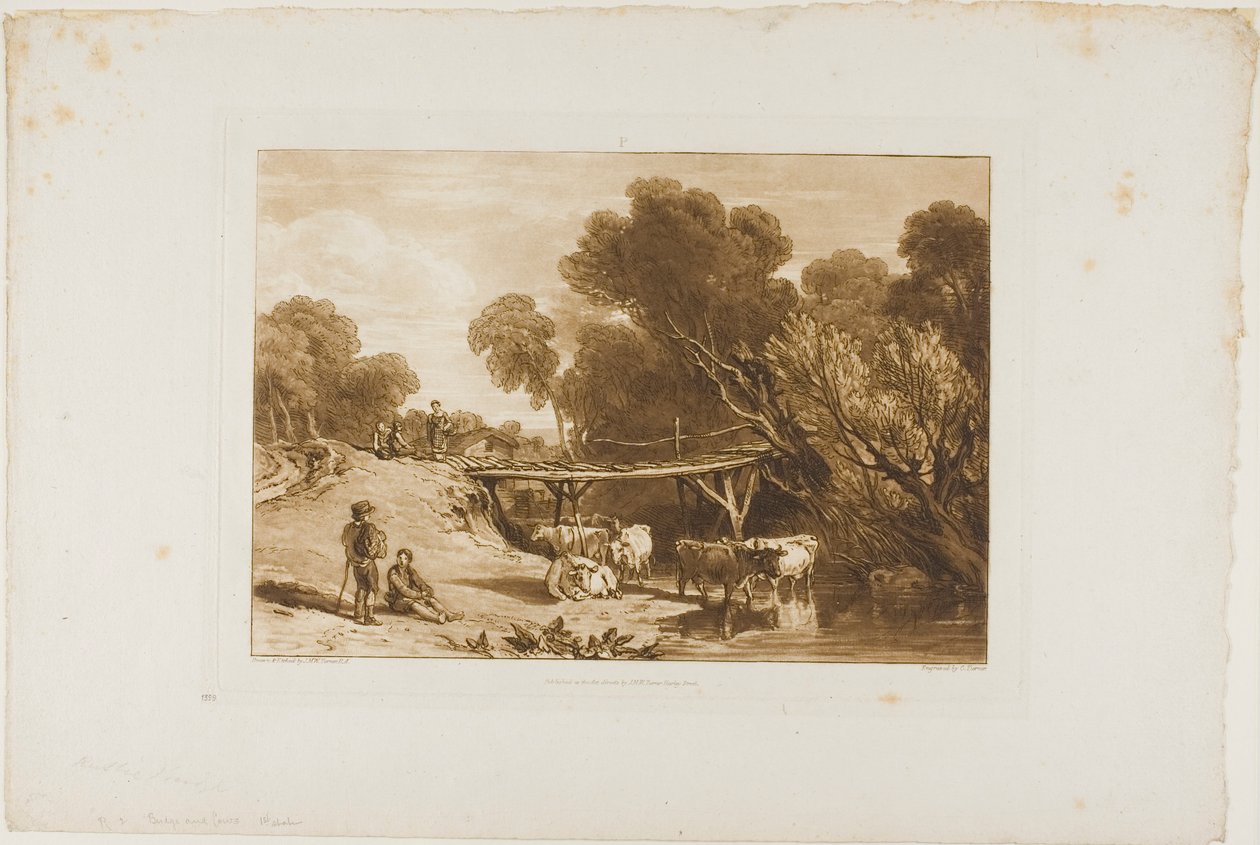 Bro og køer, tallerken 2 fra Liber Studiorum af Joseph Mallord William Turner