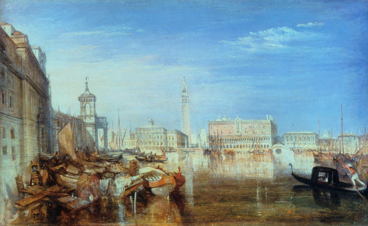 Sukkenes bro, hertugpalads og toldhus, Venedig: Canaletti-maleri, 1833 af Joseph Mallord William Turner