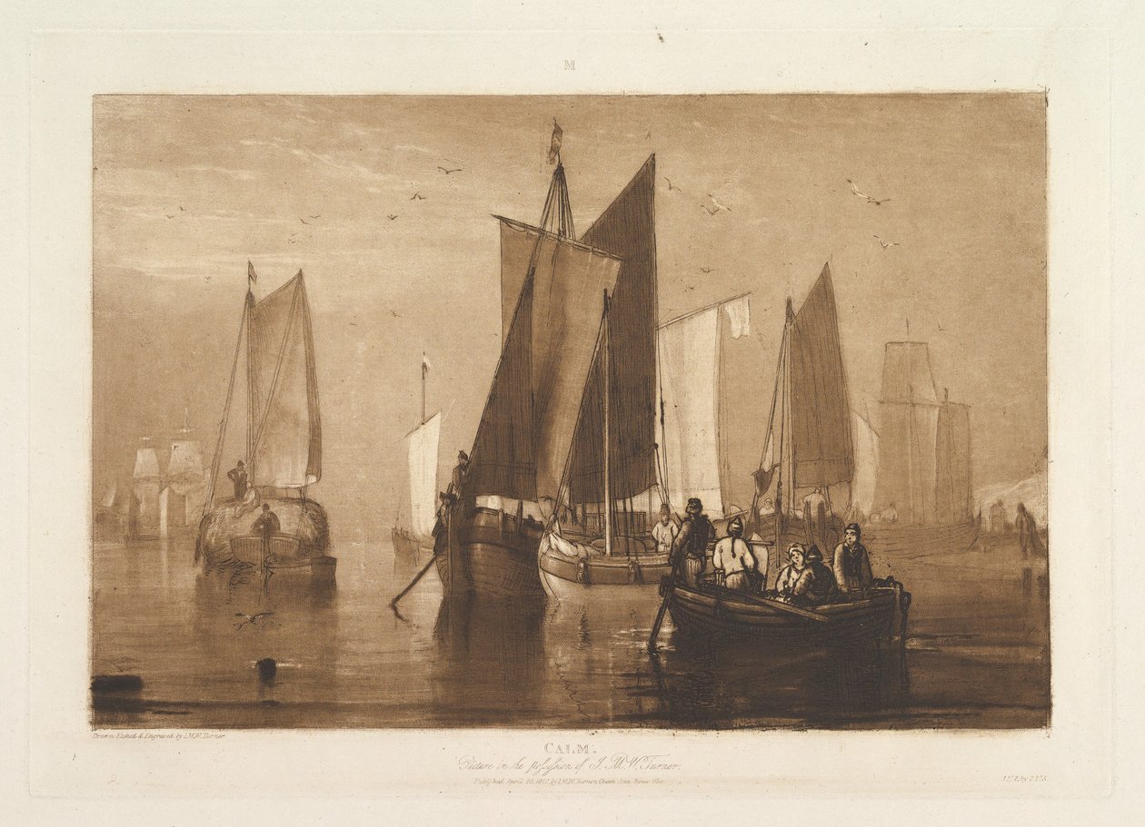 Calm Liber Studiorum, del IX, tavle 44, 23. april 1812 af Joseph Mallord William Turner
