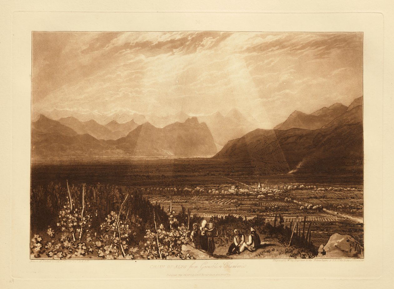 Alpekæde fra Grenoble til Chambéry af Joseph Mallord William Turner