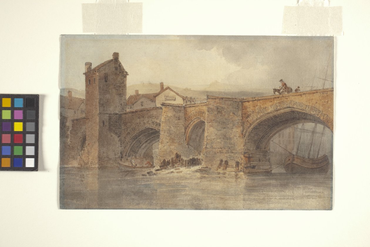 Chester Bridge (akvarel over blyant på råhvidt vævet papir) af Joseph Mallord William Turner