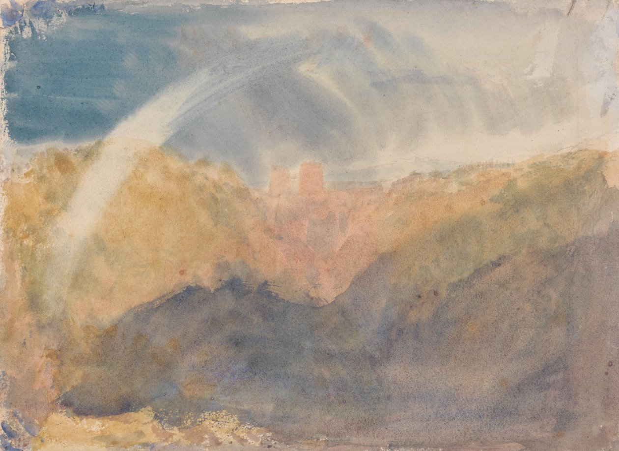 Crichton Castle med en regnbue; farvestudie af Joseph Mallord William Turner