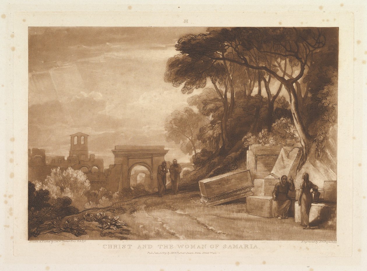 Christ and the Woman of Samaria Liber Studiorum, del XIV, plade 71, 1. januar 1819. af Joseph Mallord William Turner