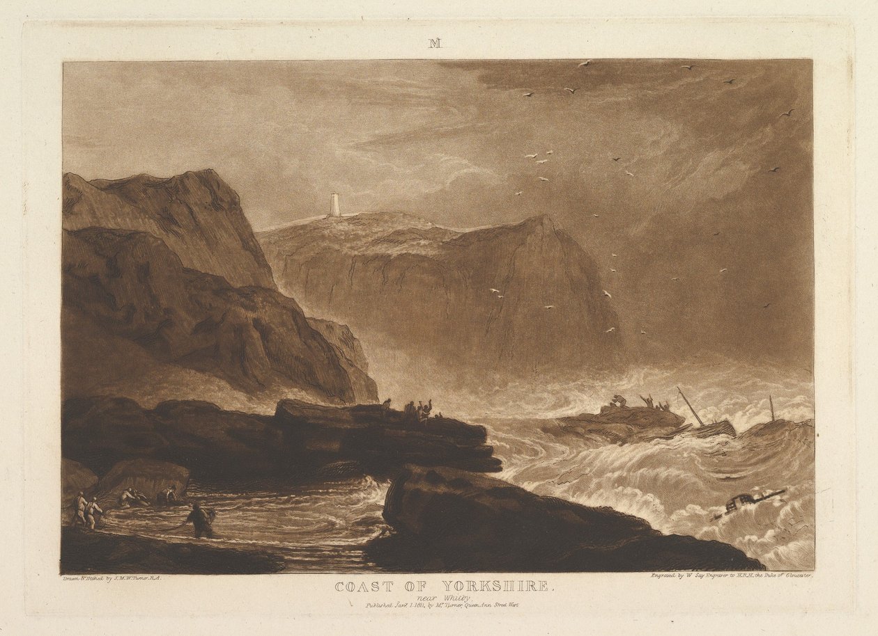 Coast of Yorkshire, nær Whitby Liber Studiorum, del V, plade 24, 1. januar 1811. af Joseph Mallord William Turner