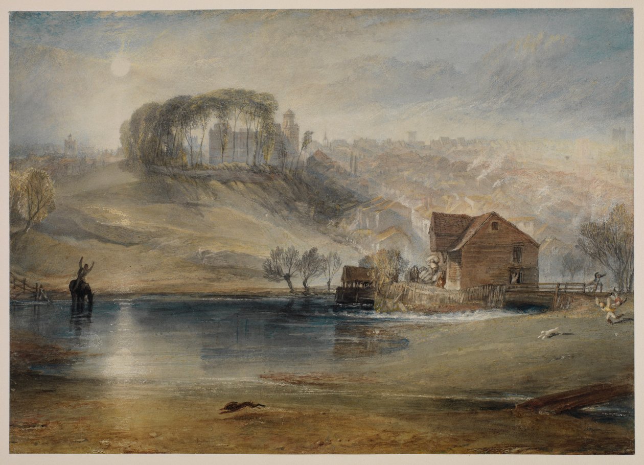 Colchester, Essex, ca. 1825-26 (blyant, akvarel, kropsfarve og skrabning på vævet papir, nu lagt på japansk væv) af Joseph Mallord William Turner
