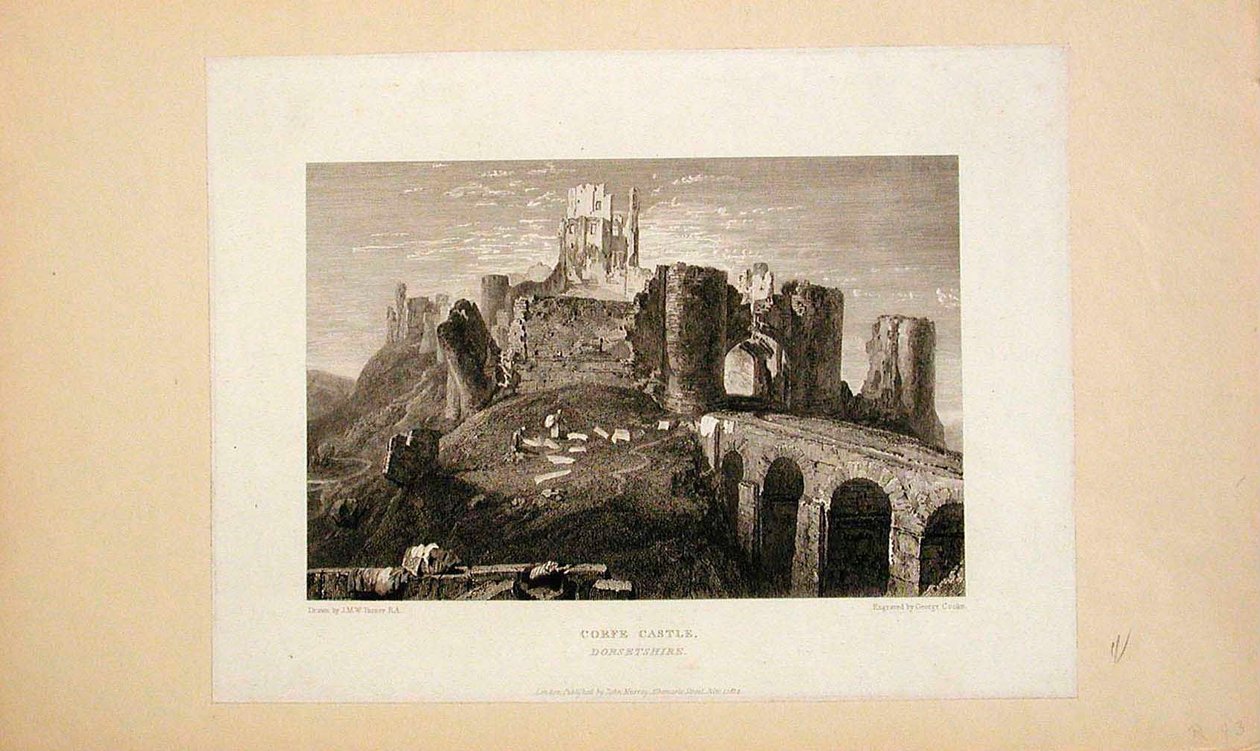 Corfe Castle, Dorsetshire af Joseph Mallord William Turner