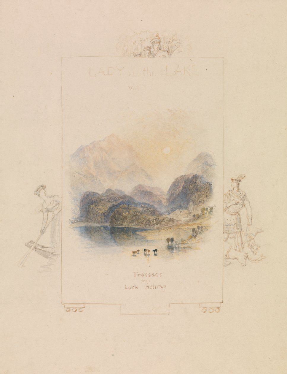 Design til en illustration til Walter Scotts "Lady of the Lake", Loch Achray af Joseph Mallord William Turner