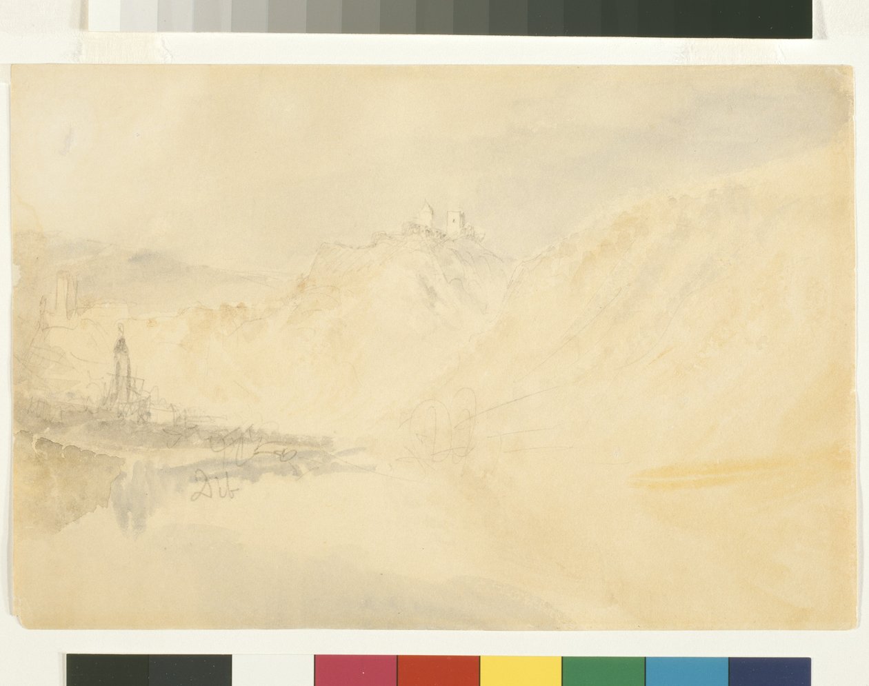 Dieblich On The Mosel (akvarel over blyant på hvidt papir) af Joseph Mallord William Turner