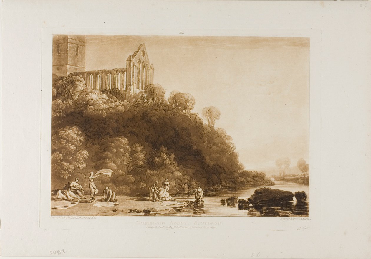 Dumblain Abbey, plade 56 fra Studiebogen af Joseph Mallord William Turner