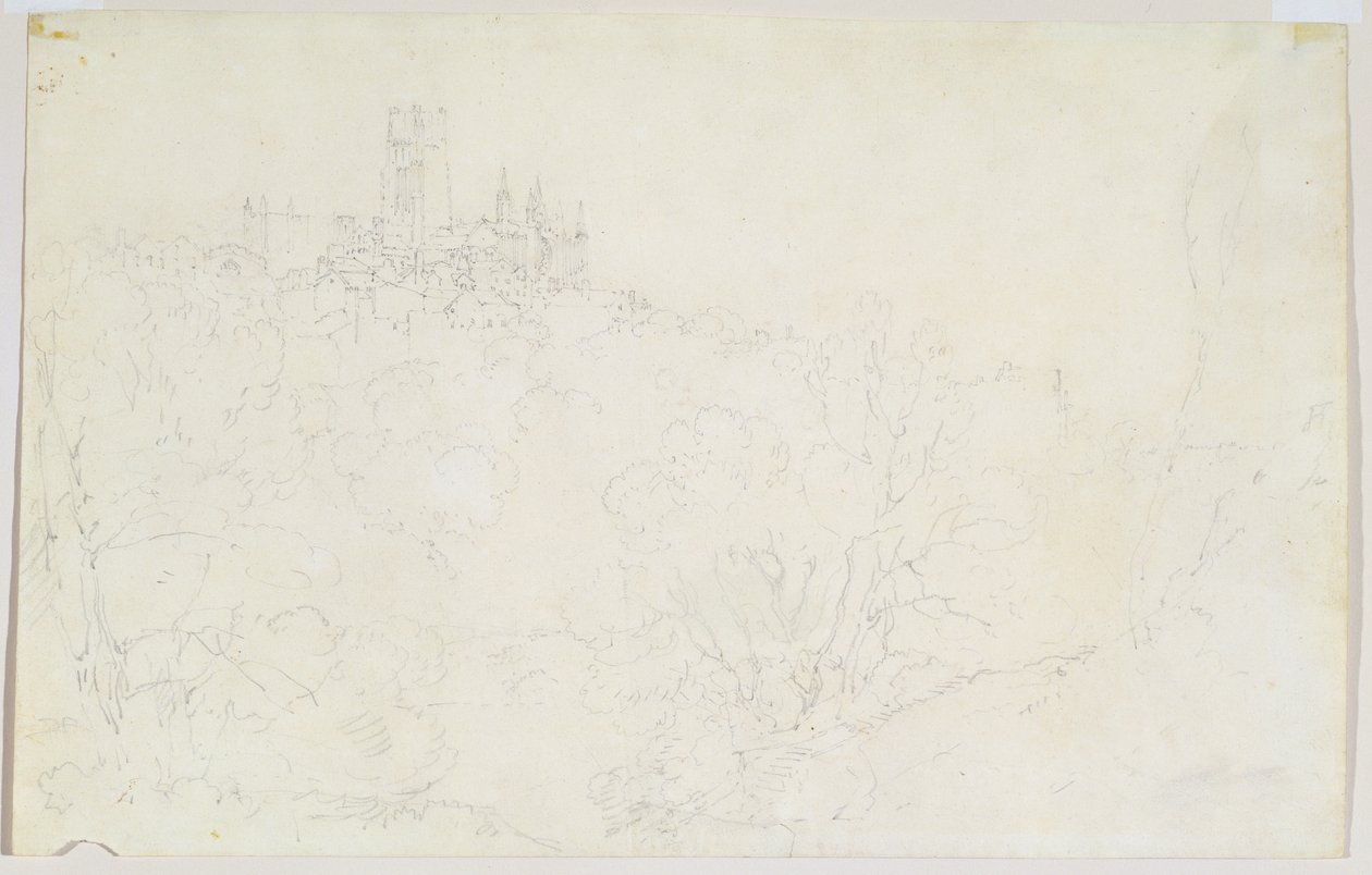 Durham, ca.1801 (blyant på papir) af Joseph Mallord William Turner