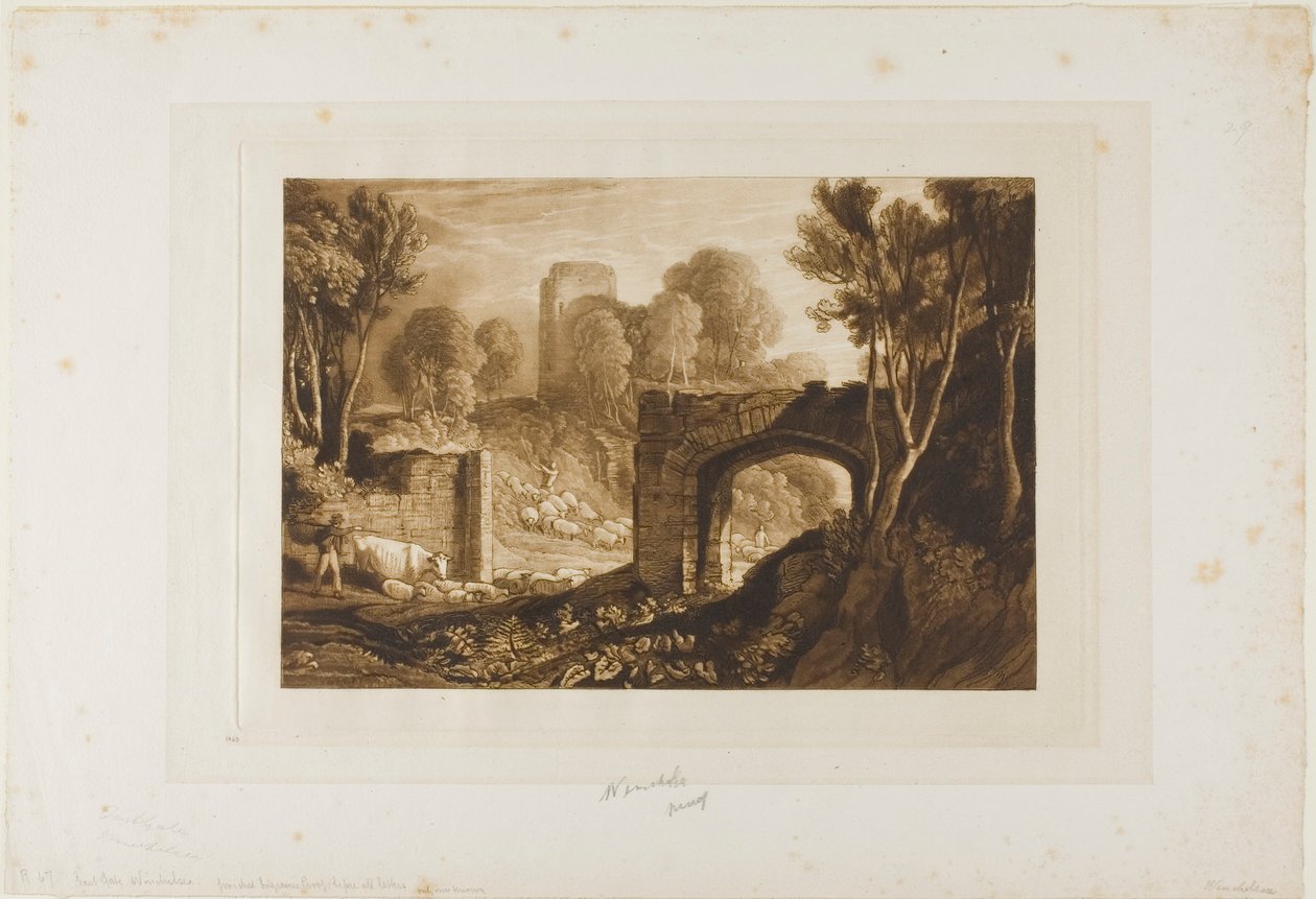 East Gate, Winchelsea, plade 67 fra Liber Studiorum af Joseph Mallord William Turner