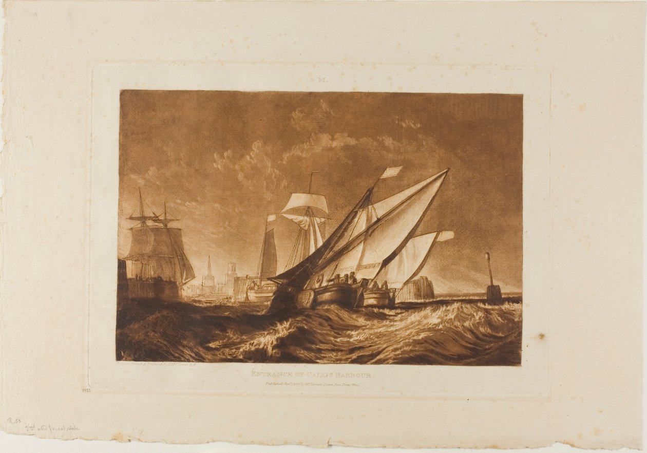 Indgang til Calais Havn, plade 55 fra Liber Studiorum af Joseph Mallord William Turner