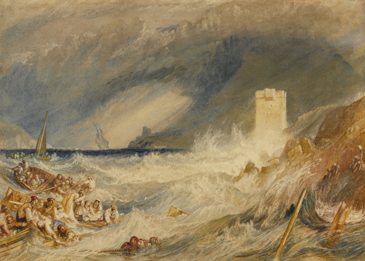 Indgang til Fowey Harbour, Cornwall, ca. 1827 af Joseph Mallord William Turner