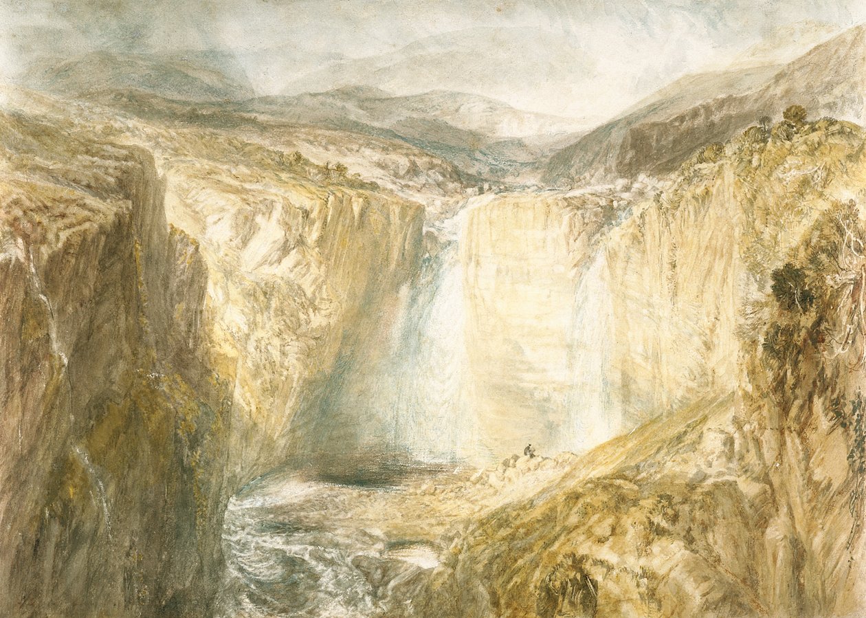 Fall Of The Tees, Yorkshire (akvarel over blyant på råhvidt vævet papir) af Joseph Mallord William Turner