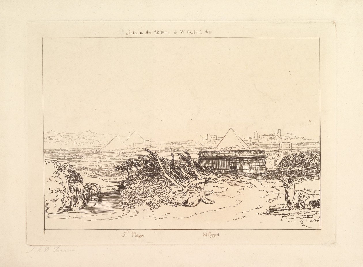 Egyptens femte plage Liber Studiorum, del III, plade 16, 1808. af Joseph Mallord William Turner