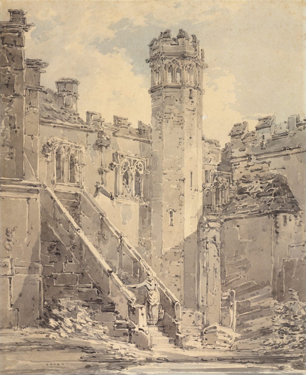 Haddon Hall nær Bakewell, Derbyshire af Joseph Mallord William Turner