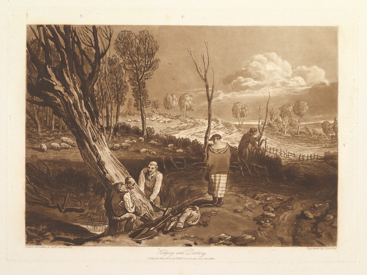 Afdækning og grøftning Liber Studiorum, del X, tavle 47, 23. maj 1812. af Joseph Mallord William Turner