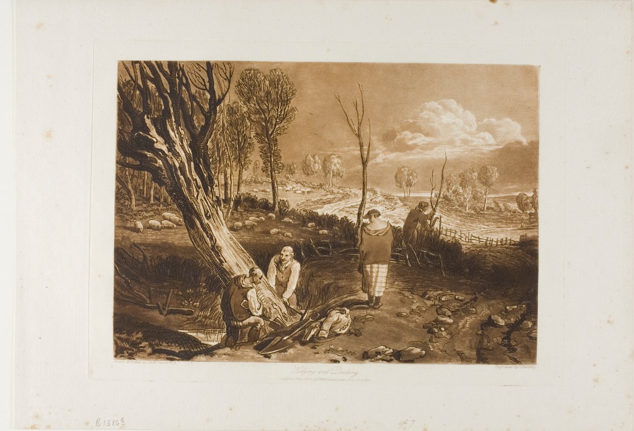 Hedging and Ditching, tallerken 47 fra Liber Studiorum af Joseph Mallord William Turner