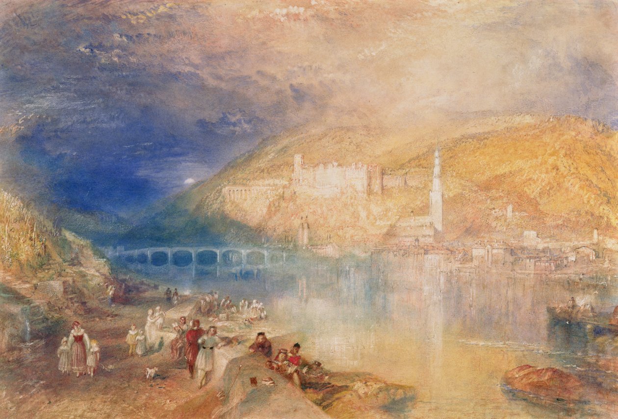 Heidelberg: Solnedgang, ca. 1840-42 (akvarel og kropsfarve på papir) af Joseph Mallord William Turner