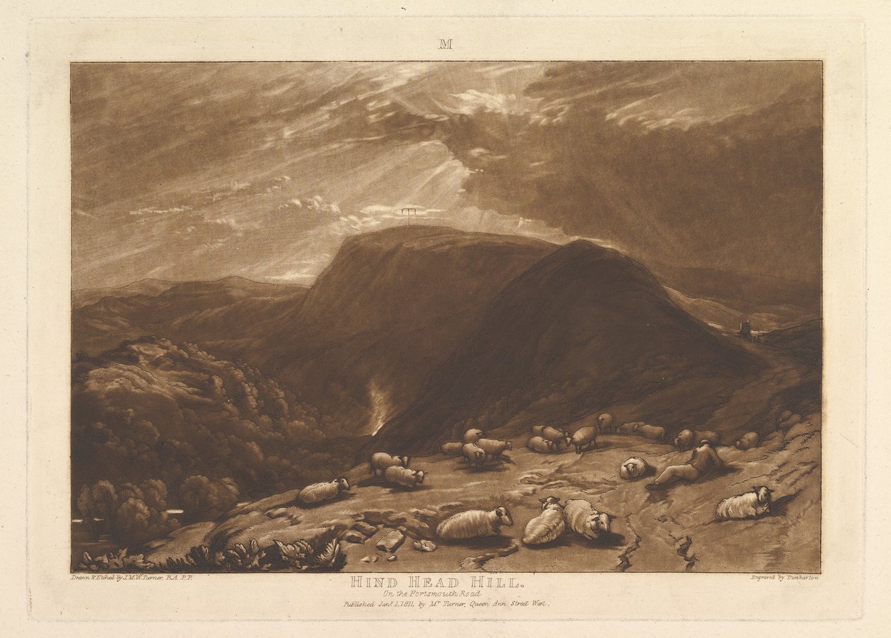 Hind Head Hill, On the Portsmouth Road Liber Studiorum, del V, plade 25, 1. januar 1811. af Joseph Mallord William Turner