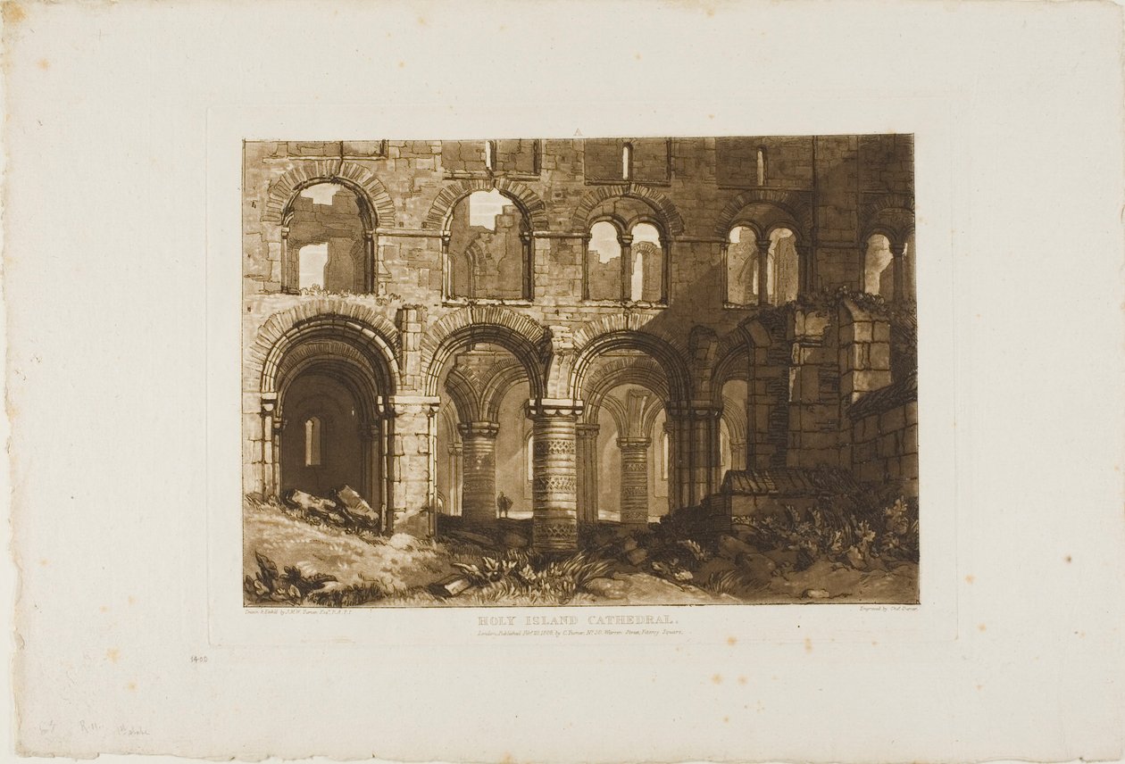 Holy Island Cathedral, plade 11 fra Liber Studiorum af Joseph Mallord William Turner