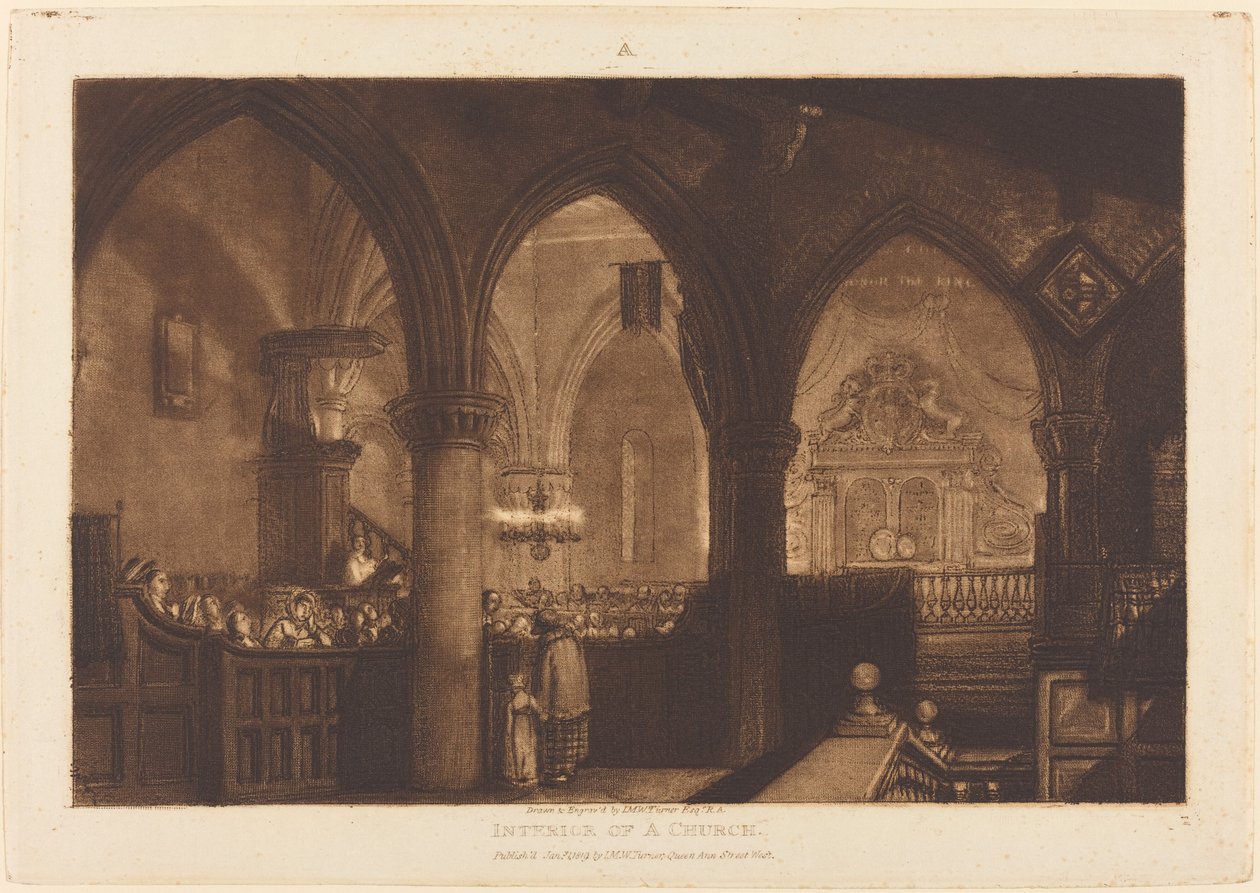 Det indre af en kirke af Joseph Mallord William Turner