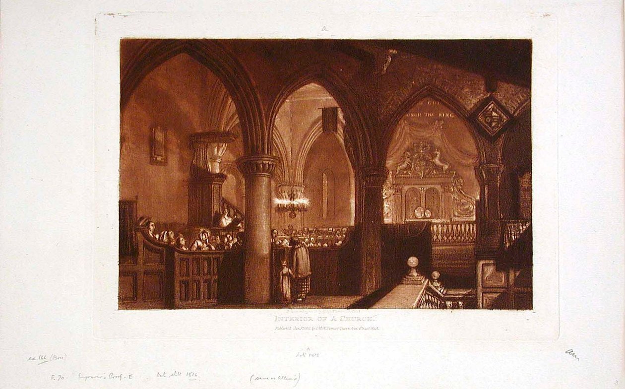 Interiør af en kirke af Joseph Mallord William Turner