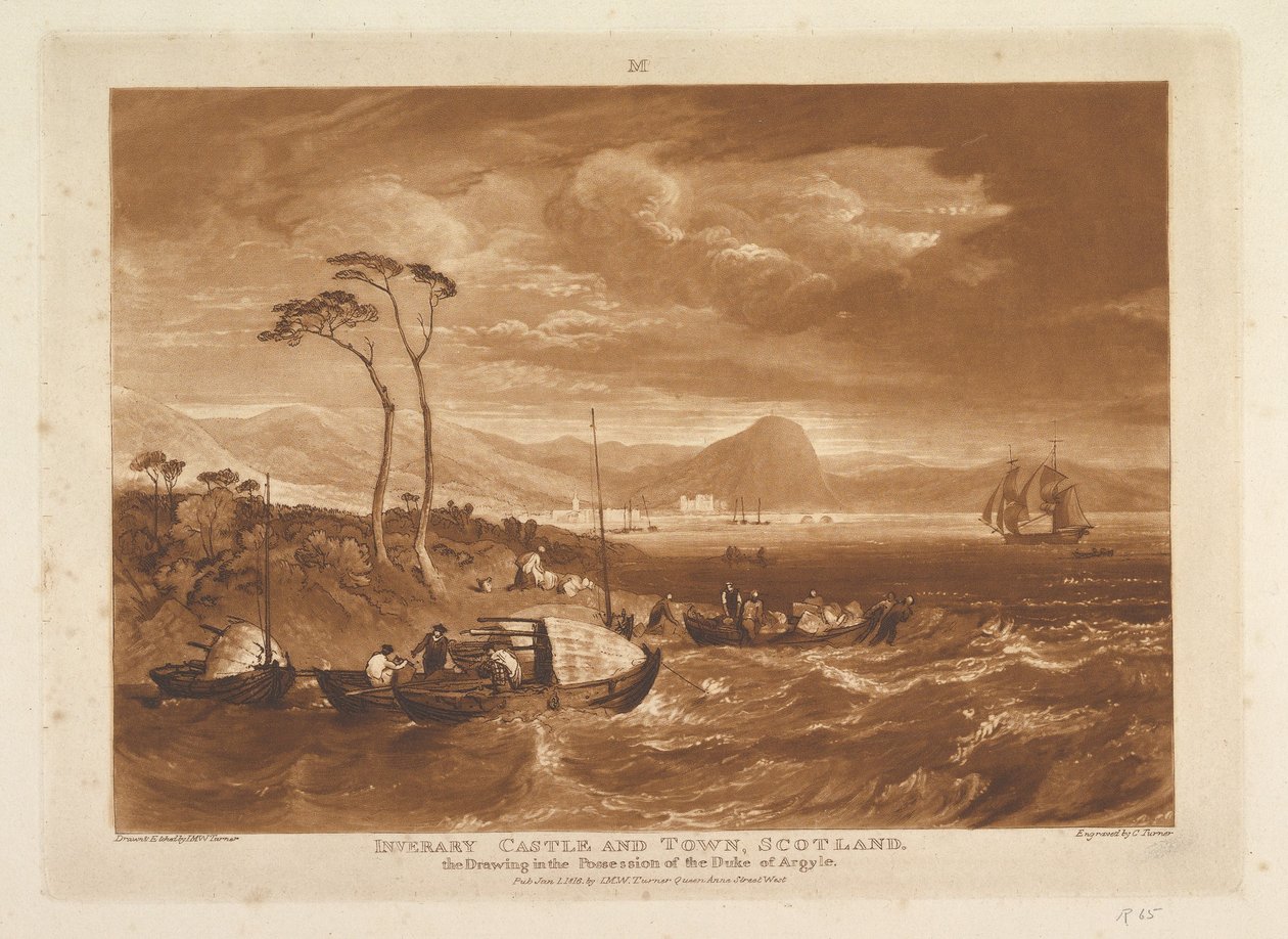 Inverary Castle and Town, Skotland Liber Studiorum, del XIII, plade 65, 1. januar 1816. af Joseph Mallord William Turner