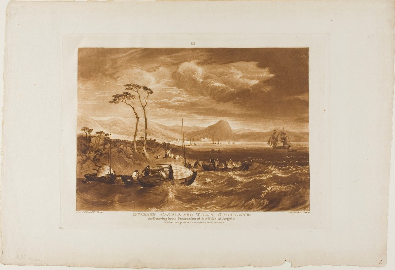 Inveraray Castle and Town, plade 65 fra Liber Studiorum af Joseph Mallord William Turner