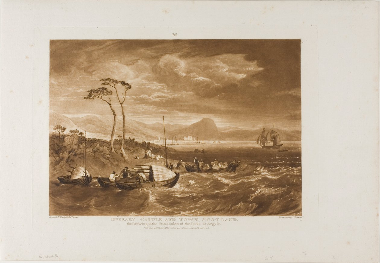 Inveraray Castle and Town, plade 65 fra Liber Studiorum af Joseph Mallord William Turner