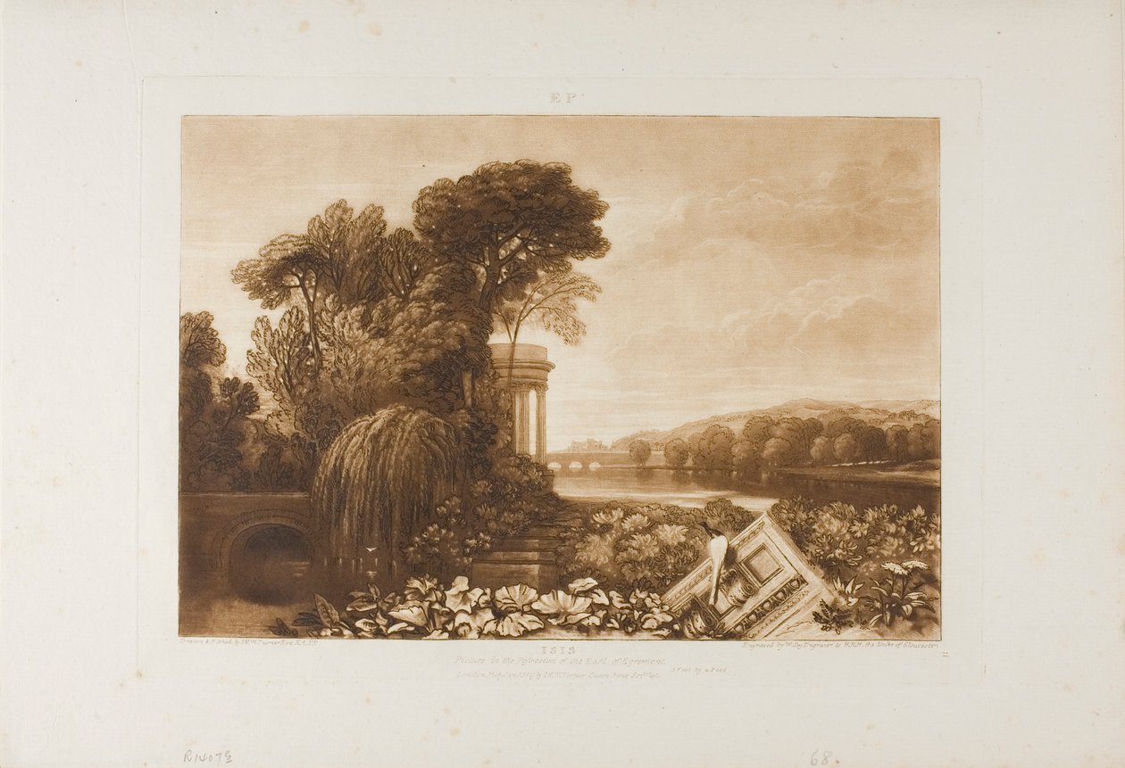 Isis, plade 68 fra Studiebogen af Joseph Mallord William Turner