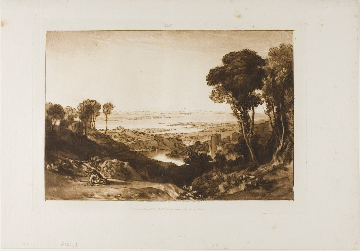 Junction of Severn and Wye, plade 28 fra Liber Studiorum af Joseph Mallord William Turner