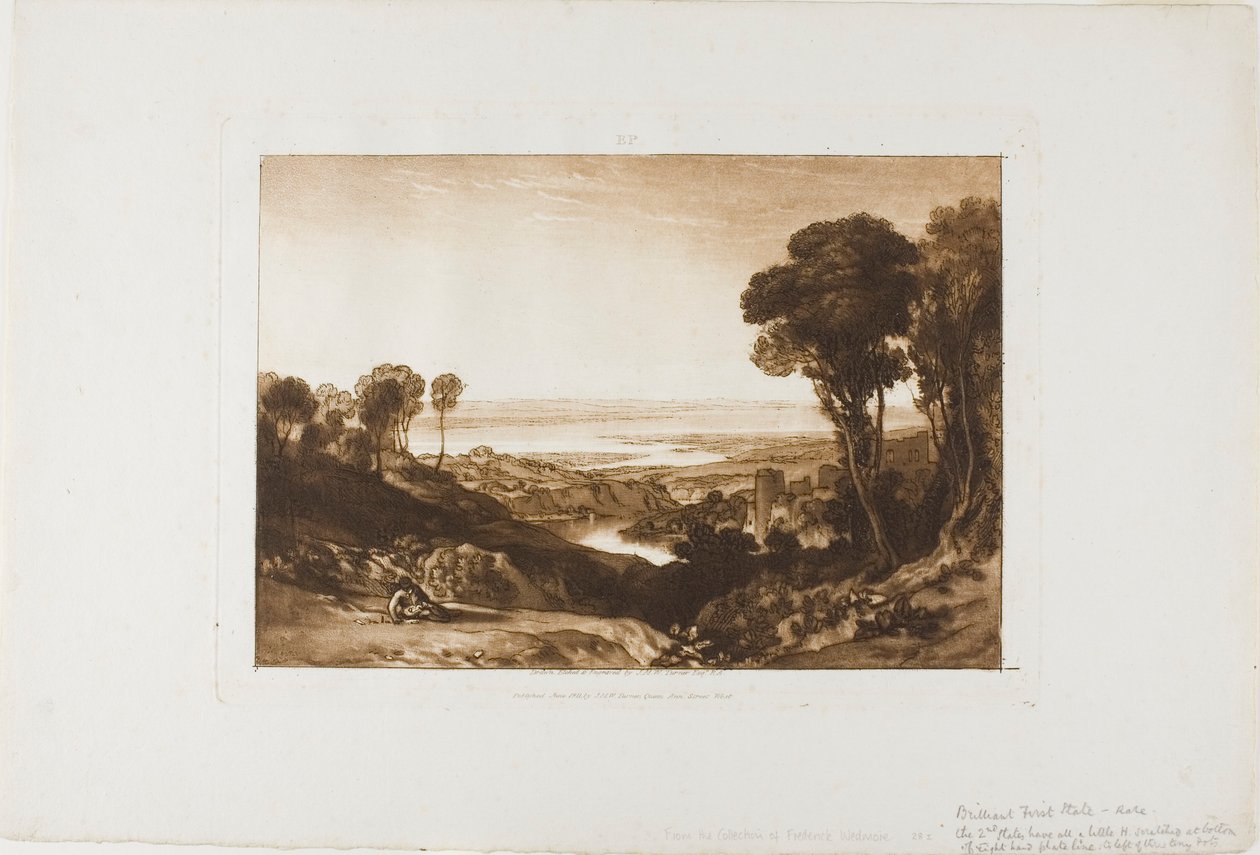 Junction of the Severn and Wye, plade 28 fra Liber Studiorum af Joseph Mallord William Turner