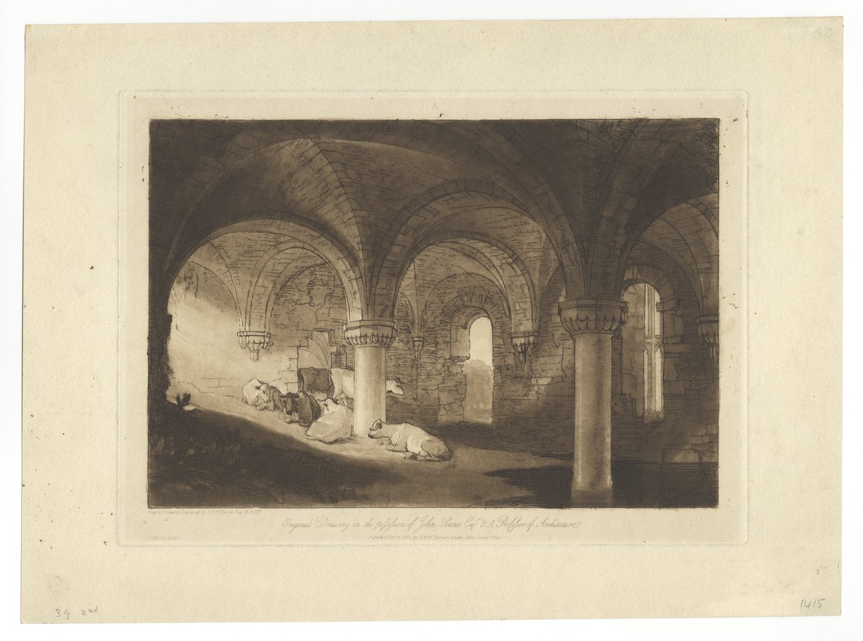 Kirkstall Abbey Crypt af Joseph Mallord William Turner