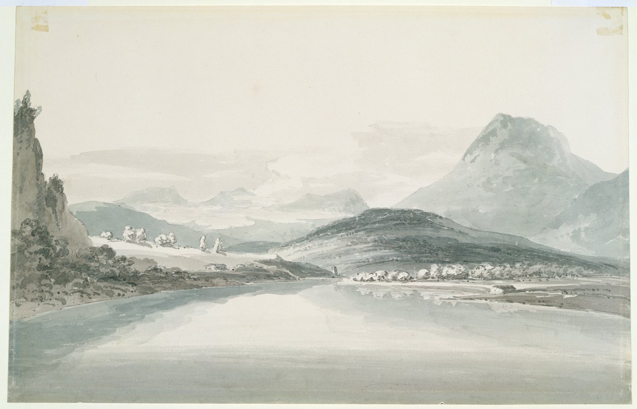 Lake of Klontal, efter John Robert Cozens (1752-99) (blyant og akvarel på papir) af Joseph Mallord William Turner