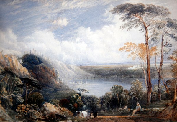 Landskab (akvarel og kropsfarve på papir) af Joseph Mallord William Turner