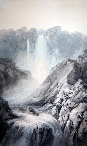 Landskab (akvarel og kropsfarve på papir) af Joseph Mallord William Turner
